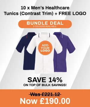 10 x Men's Healthcare Tunics (Contrast Trim)   FREE LOGO