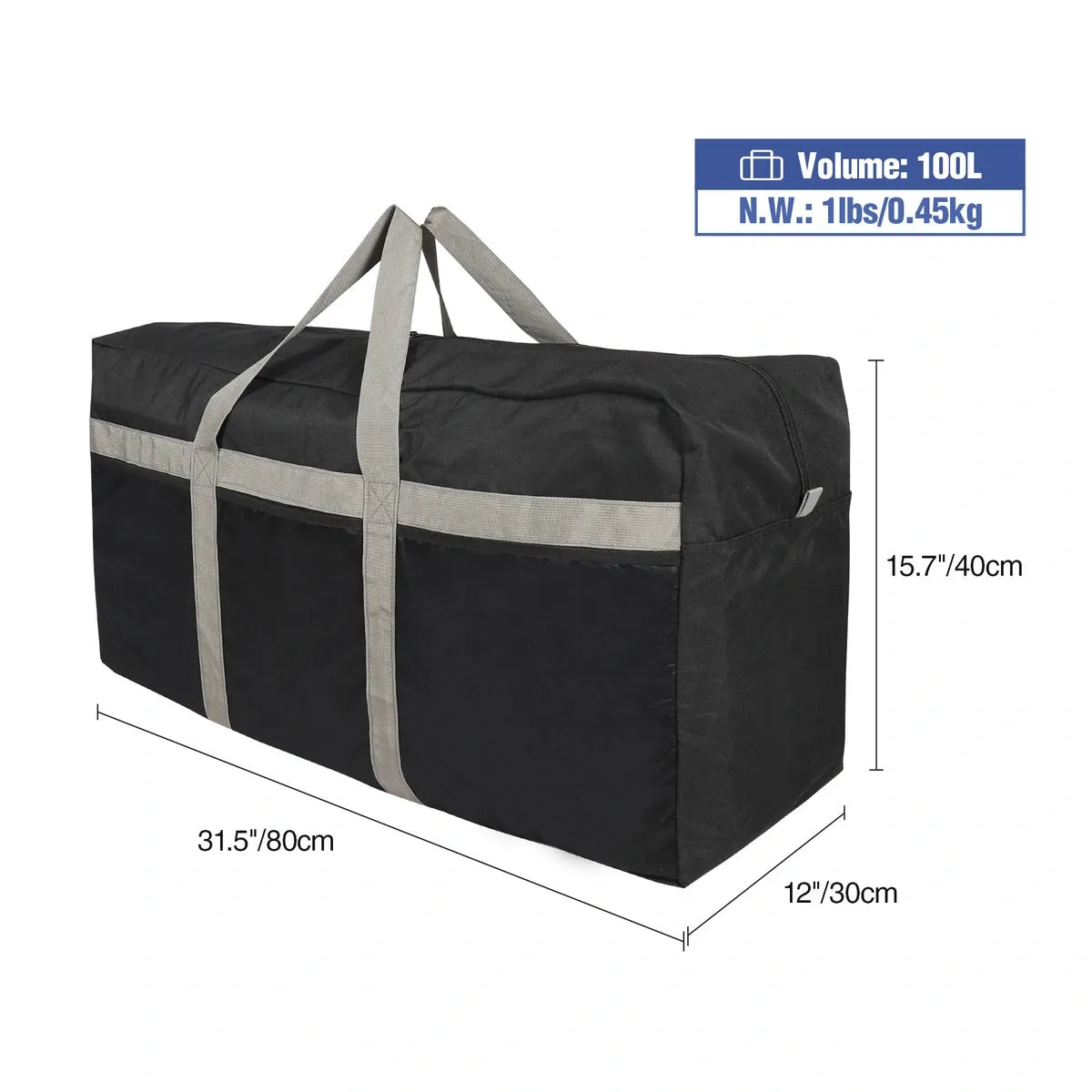 60/75/96L/100L Large Foldable Travel Bag Lightweight Sports Bag