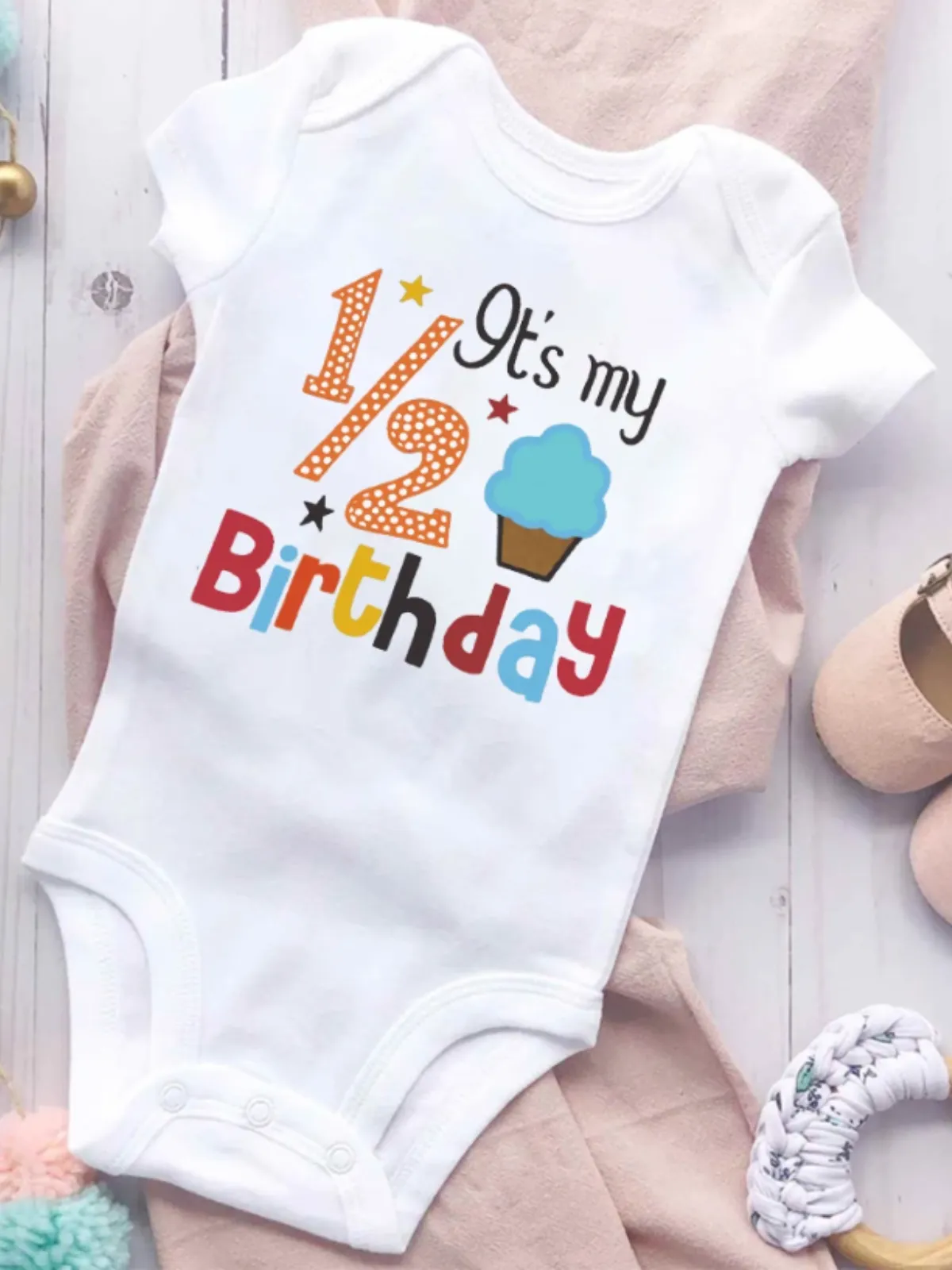 Adorable "It's My 1/2 Birthday" Baby Onesie - Cute Birthday Bodysuit