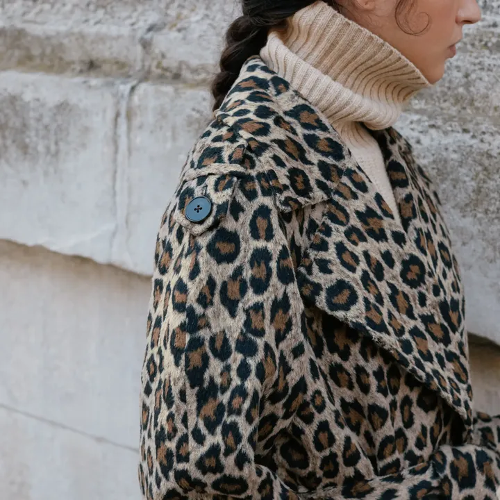 Animal Jacquard Belted Coat