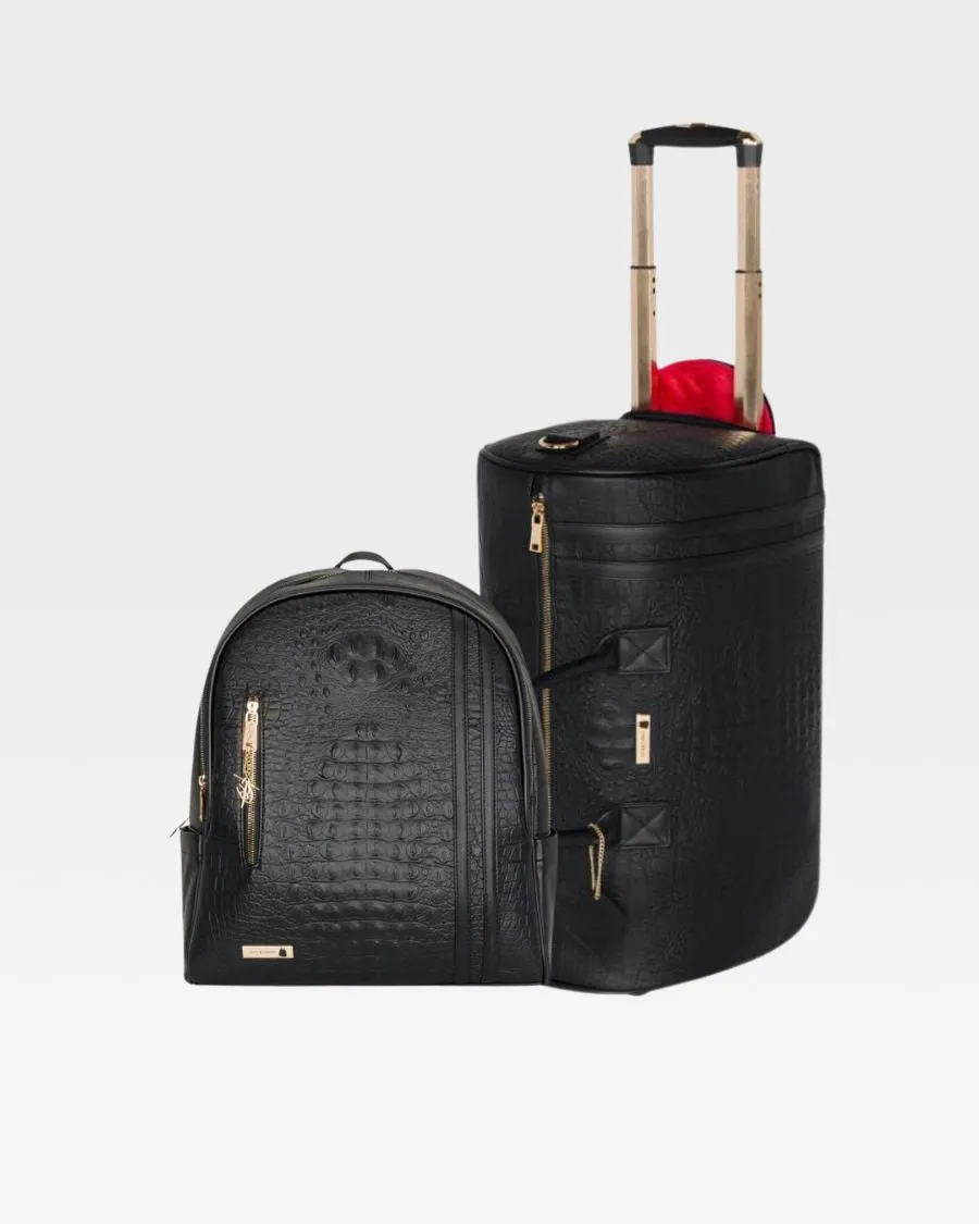 Apollo 2 Backpack & Rolling Duffle Bag Set in Black