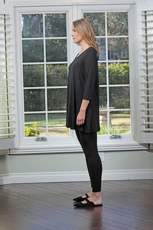 B3400 3/4 SLEEVE TUNIC-BLACK