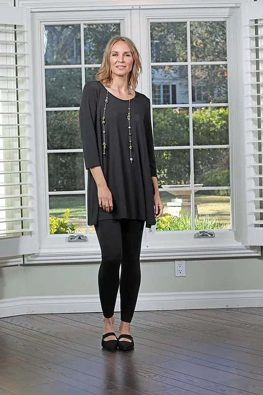 B3400 3/4 SLEEVE TUNIC-BLACK