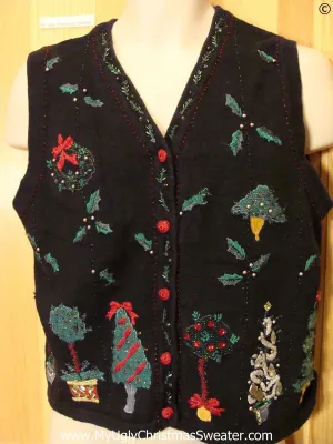 Bead Bling Black Cheap Christmas Sweater Vest