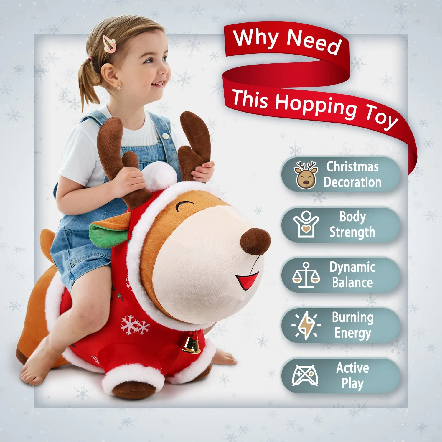 Bouncy Pals Reindeer Bouncy Horse Plush Ride on Toy