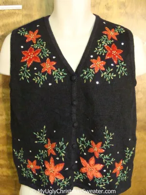 Cheap Ivy and Poinsettias Christmas Sweater Vest