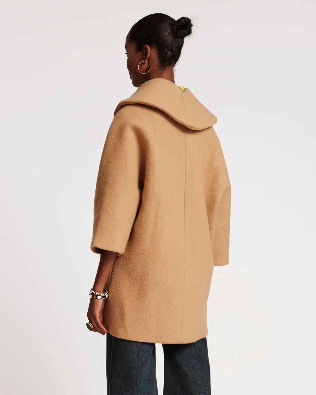 Cocoon Shawl Collar Wool Coat Camel