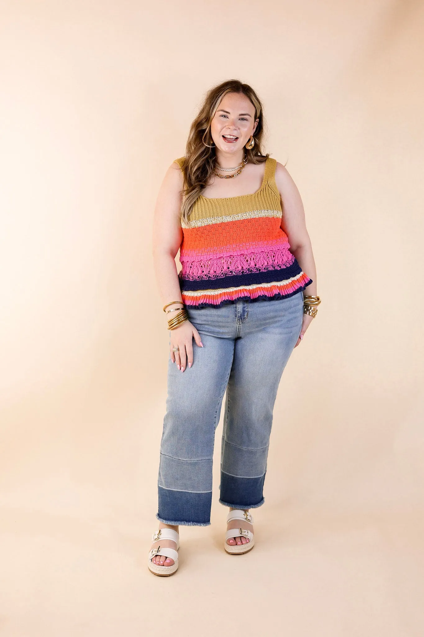 Comfy and Carefree Knit Tank Top in Multicolor