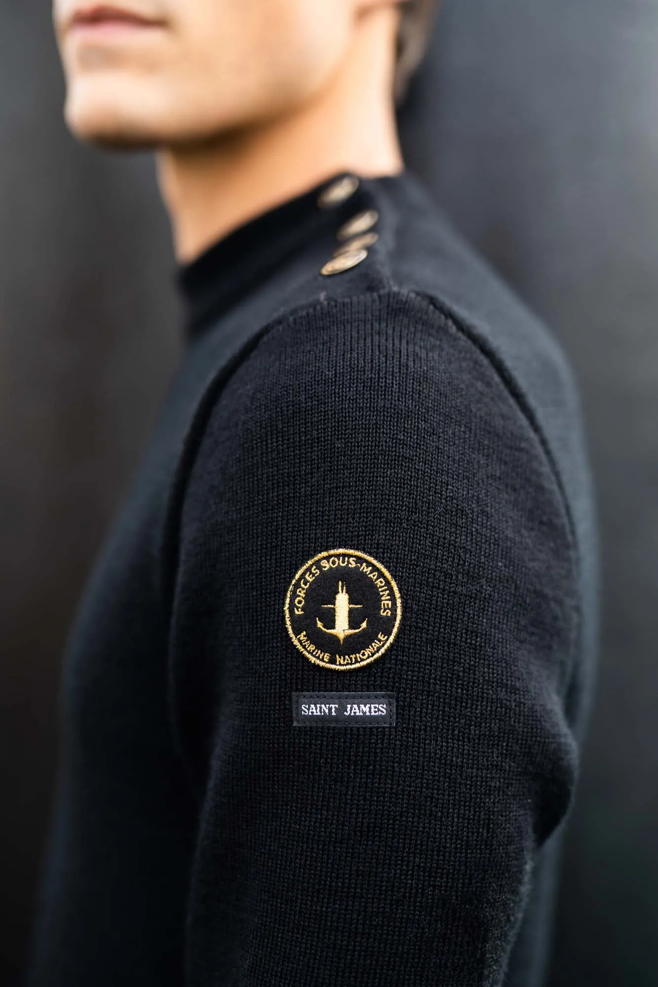 Compas plain sailor jumper - SAINT JAMES x Marine Nationale (NOIR)