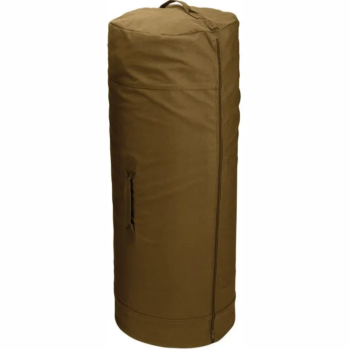 Coyote Brown - Cotton Canvas Military Duffle Bag with Side Zipper 25 in. x 42 in.