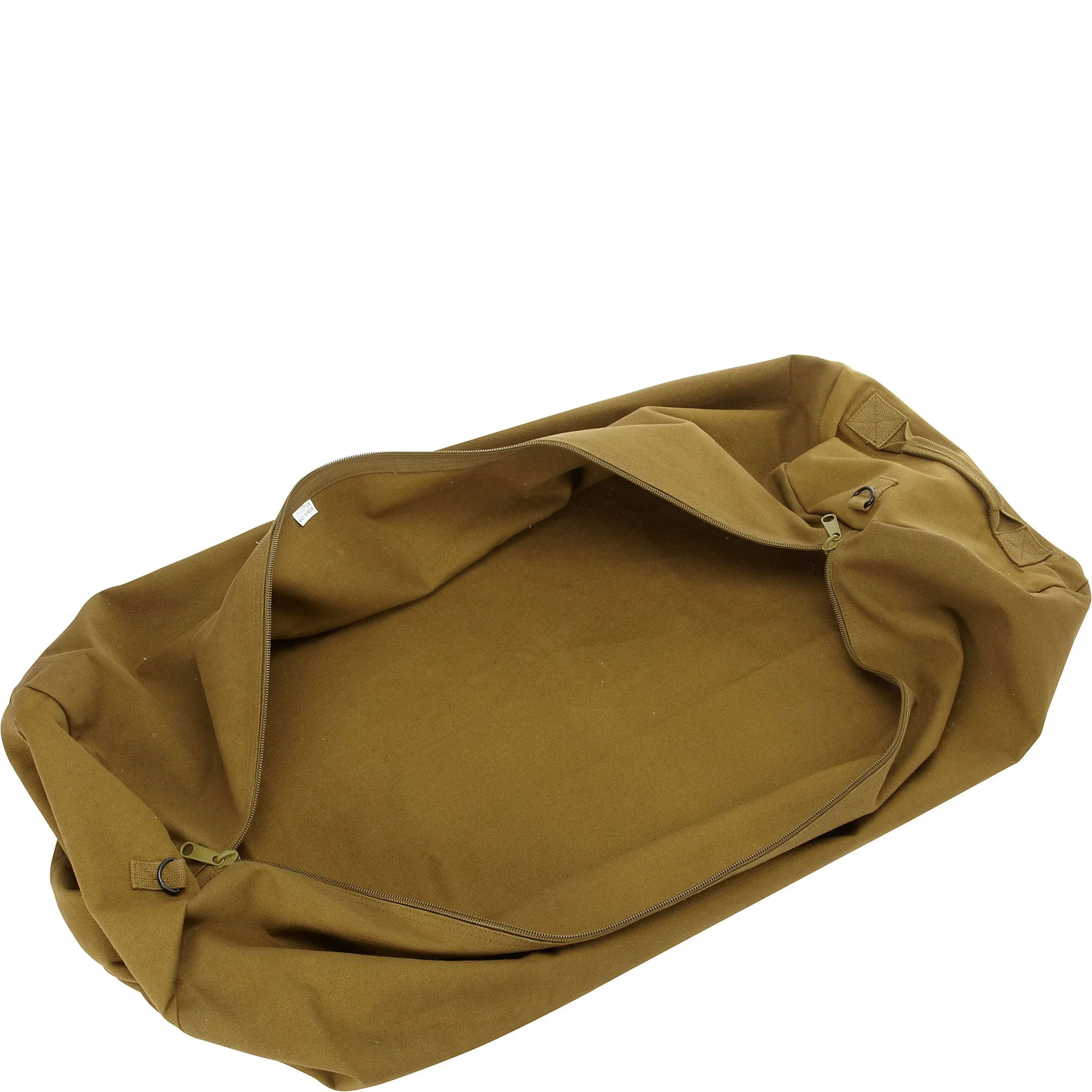 Coyote Brown - Cotton Canvas Military Duffle Bag with Side Zipper 25 in. x 42 in.