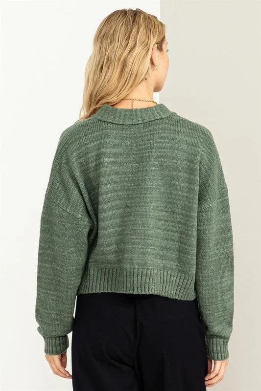 Cute Mood Crop Shoulder Cropped Cardigan Sweater