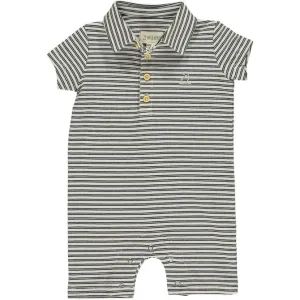 Drift Black/Cream Stripe Pique Polo Romper