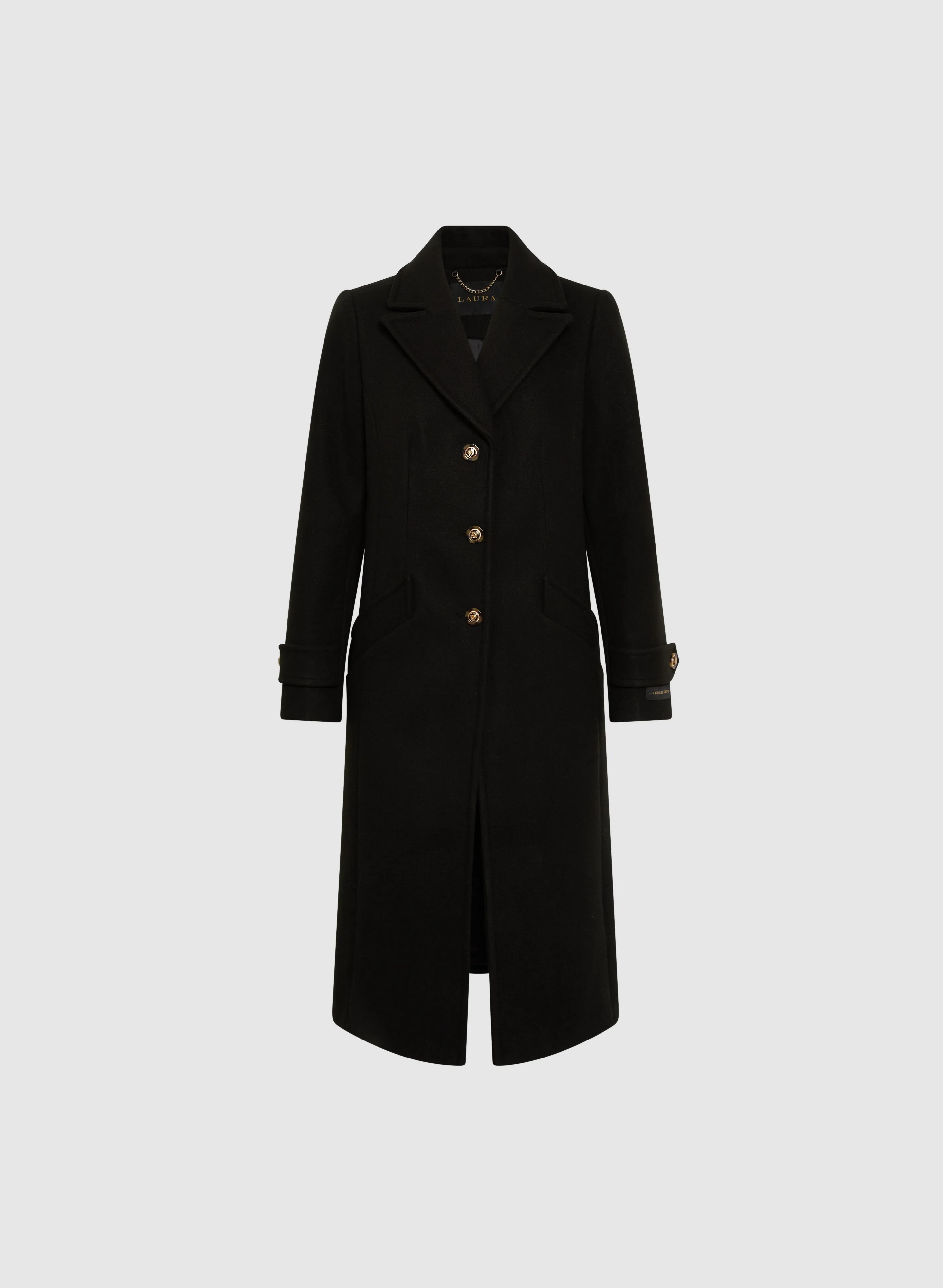 Embossed Button Wool-Blend Coat