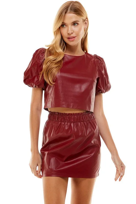 Faux Leather Cropped Top