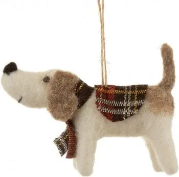 Felt Tartan Dog Christmas Tree Decoration