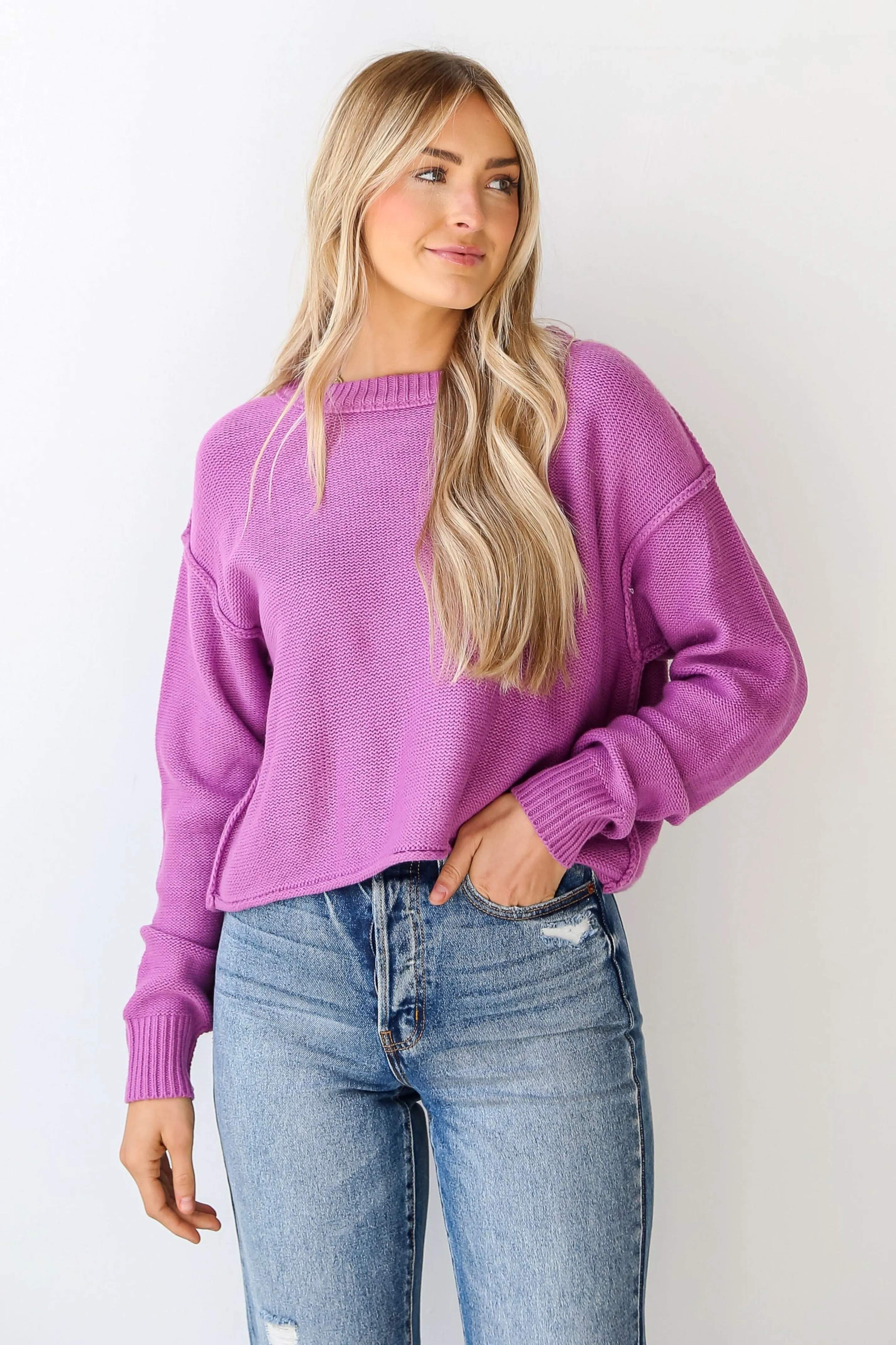 FINAL SALE - Comfy Moments Purple Oversized Sweater