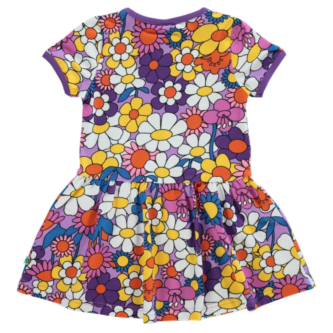 Flowers Short Sleeve Dress in Viola