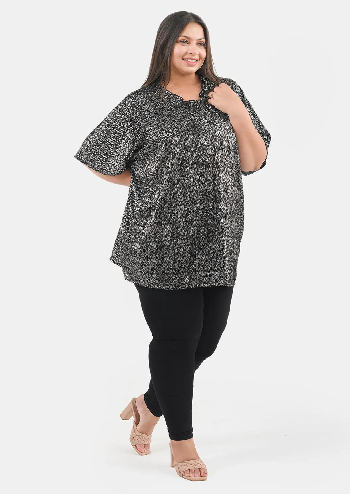 Foil Print Tunic Top