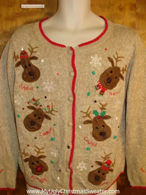 Funny Six Pack of Reindeer Christmas Sweater Vest