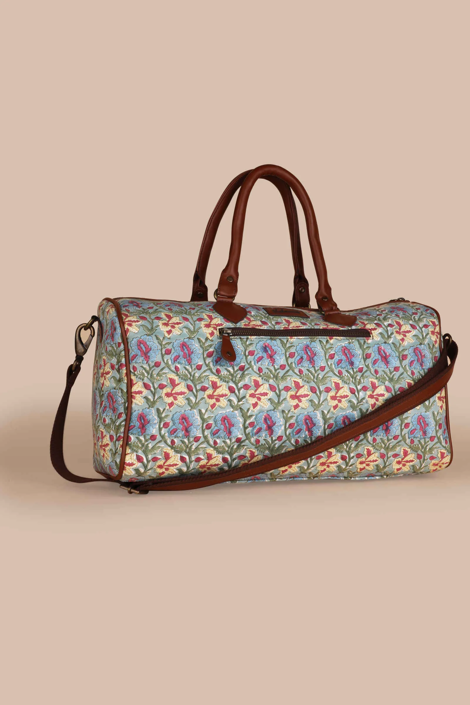 Galway Gemstone Hand Block Printed Blue Duffle Bag