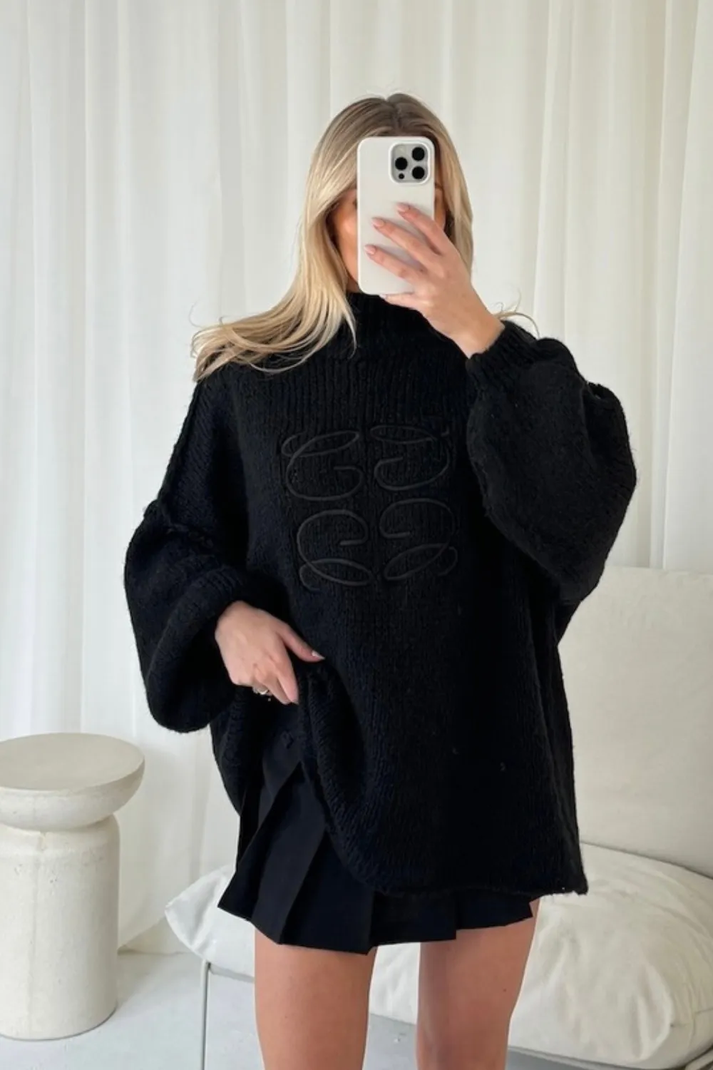 Gege black embroidered oversized knit jumper