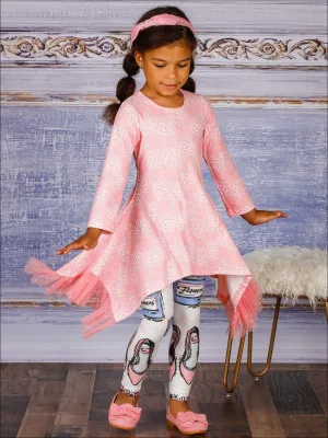 Girls What Is Love Side Tail Lace Ruffled Tunic And Legging Set