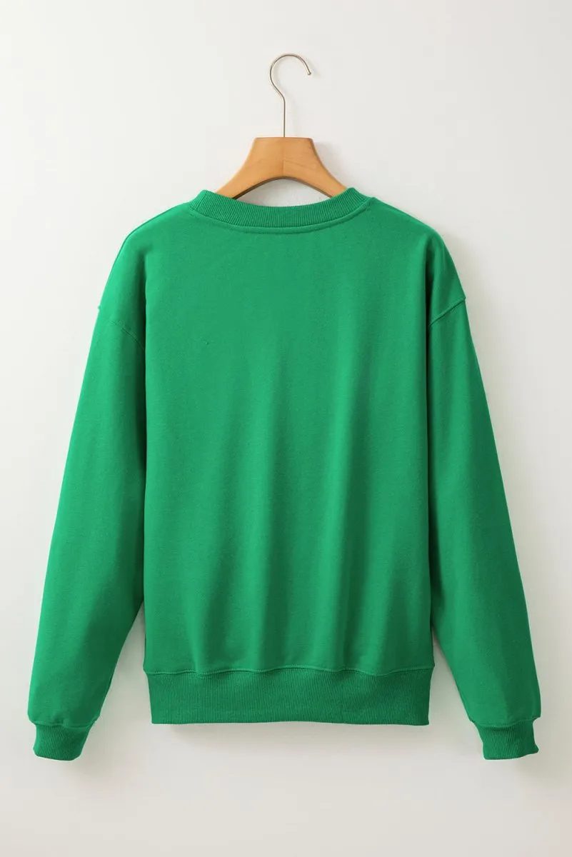 Green Christmas Chenille "MERRY" Graphic Sweatshirt