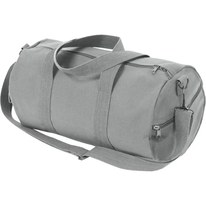 Grey Heavyweight Cotton Canvas Duffle Bag Sports Gym Shoulder & Carry Bag 19"x9"x9"