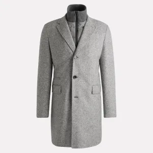 H-Hyde-J-Bib-Pad Virgin Wool Blend Top Coat / Medium Grey