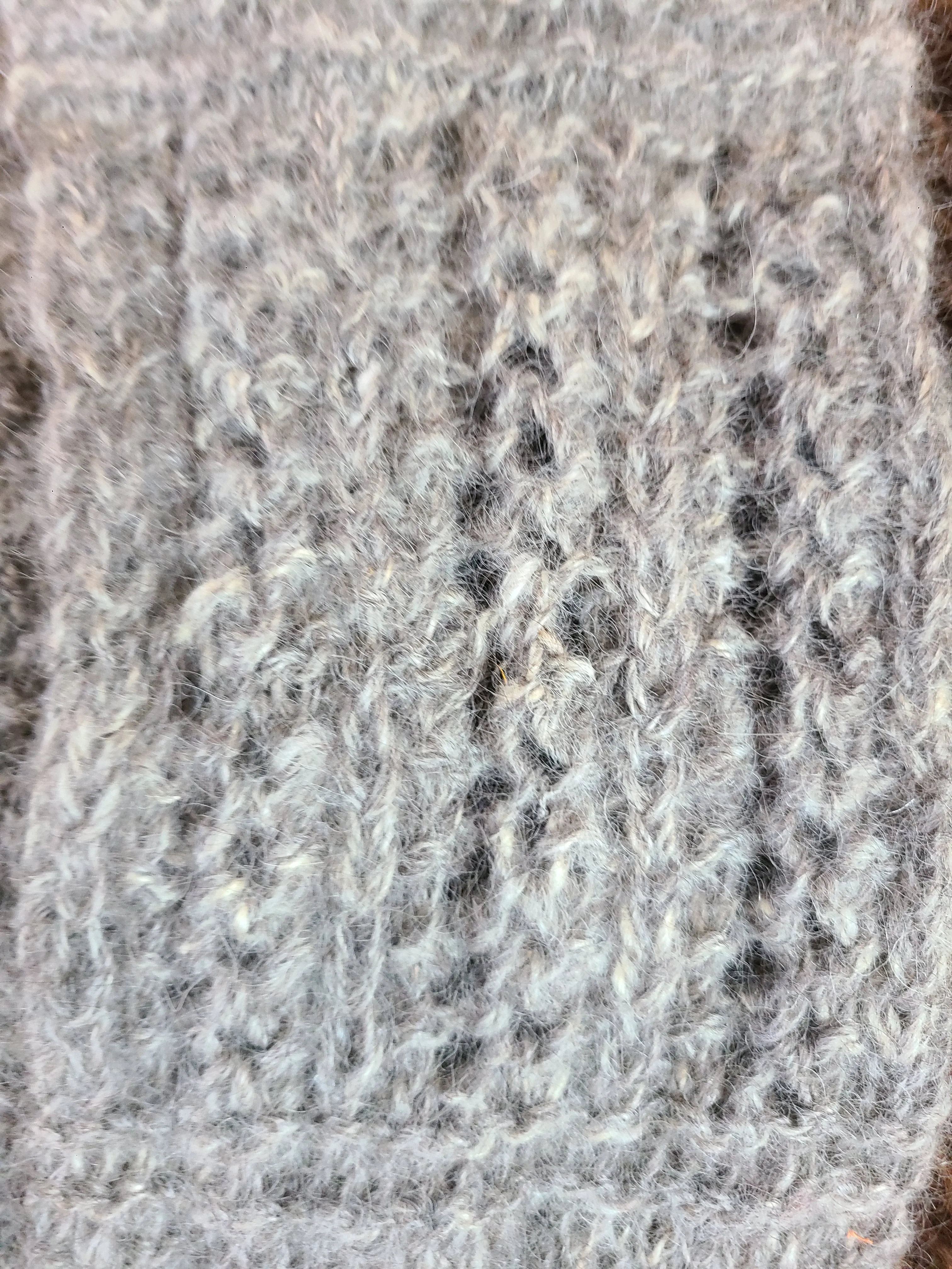 Handknit Scarf- Handspun Romney/ Mohair Gray- 58" x 6"