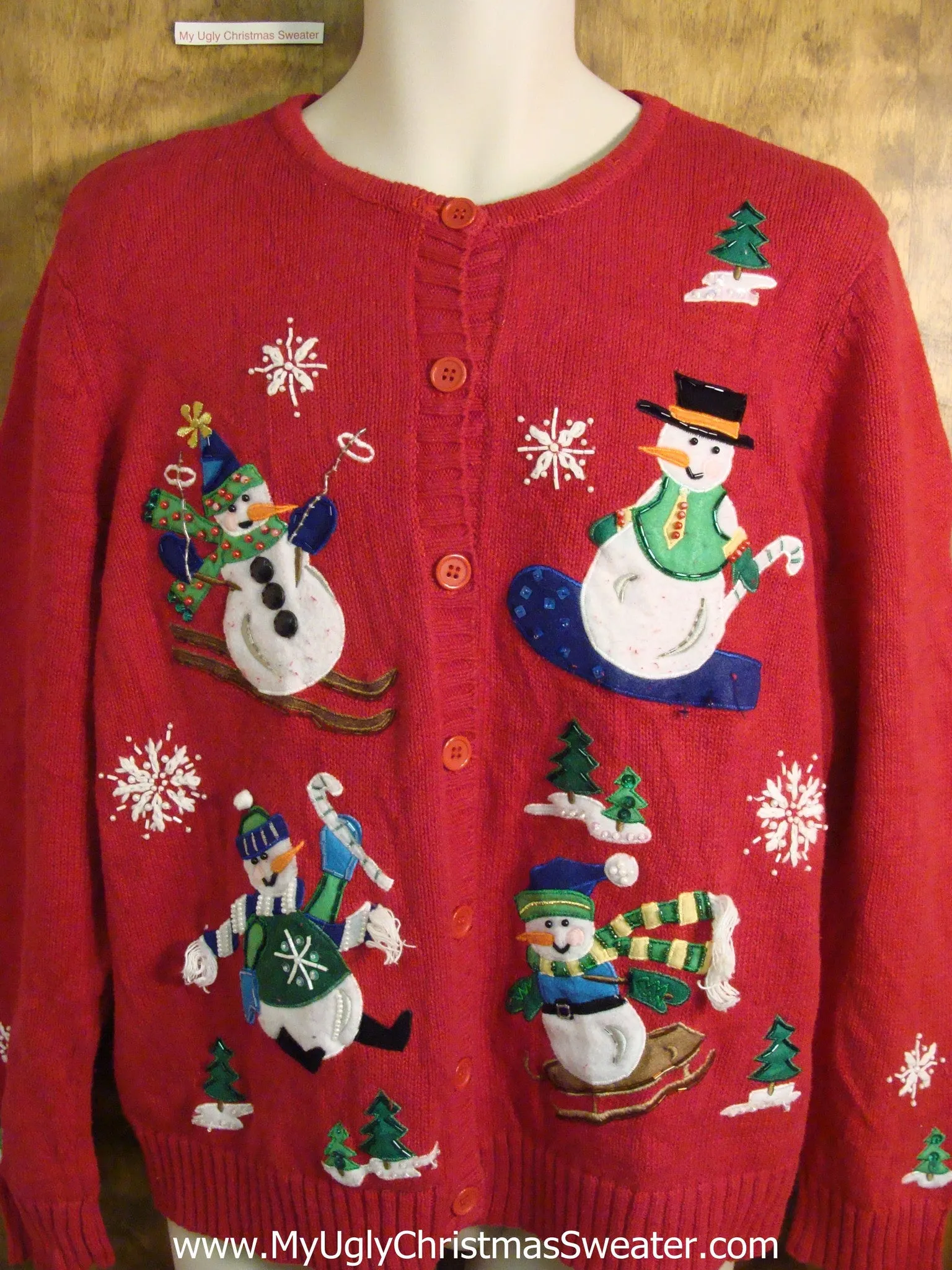 Happy Sporty Snowmen Novelty Funny Holiday Sweater