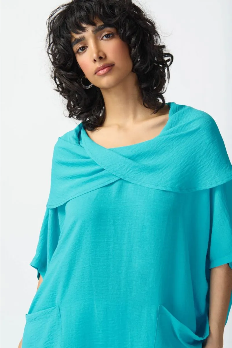 Joseph Ribkoff Gauze Cowl Neck Oversized Tunic Top 241043