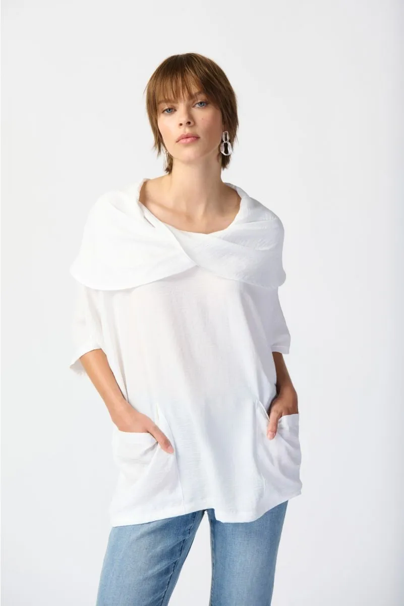 Joseph Ribkoff Gauze Cowl Neck Oversized Tunic Top 241043