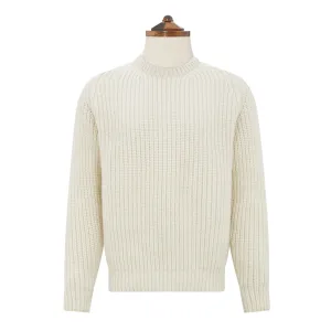 Kinsale Ribbed Chalk White Crew Jumper