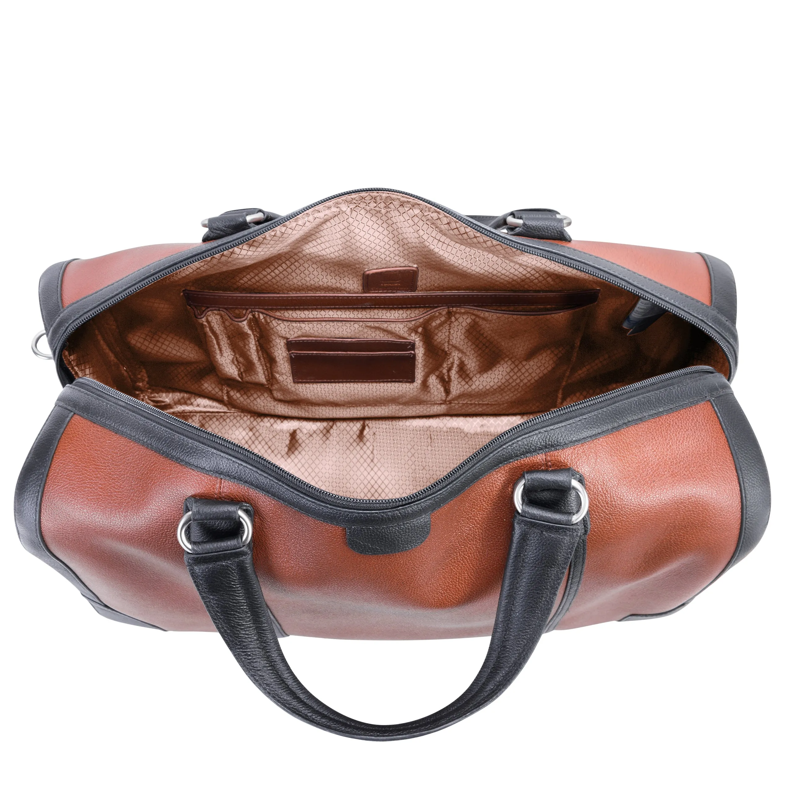 KINZIE | Leather Two-Tone Carry-All Tablet Duffel