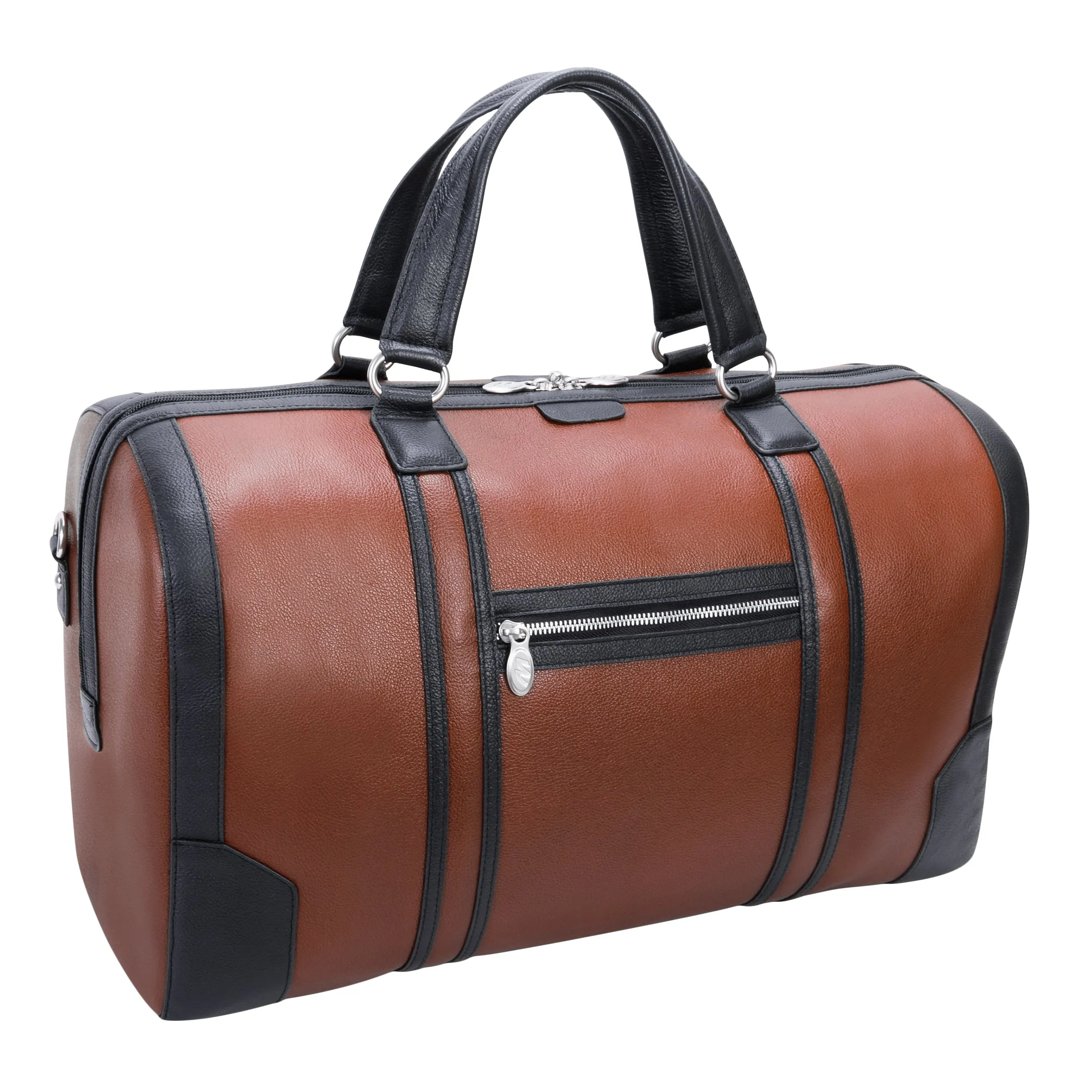 KINZIE | Leather Two-Tone Carry-All Tablet Duffel