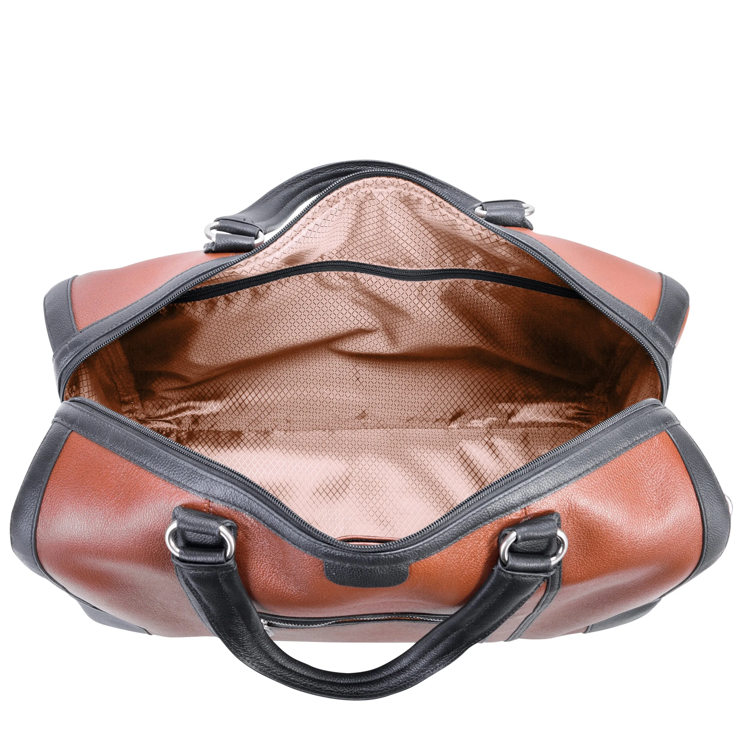 KINZIE | Leather Two-Tone Carry-All Tablet Duffel