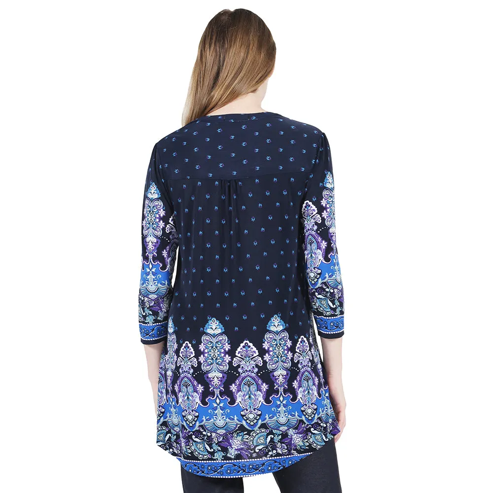 La Cera Renaissance Paisley Print Tunic