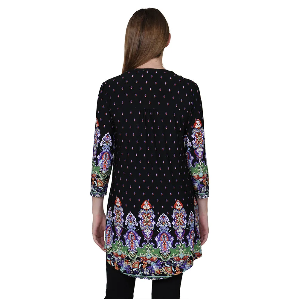 La Cera Renaissance Paisley Print Tunic