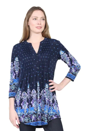 La Cera Renaissance Paisley Print Tunic