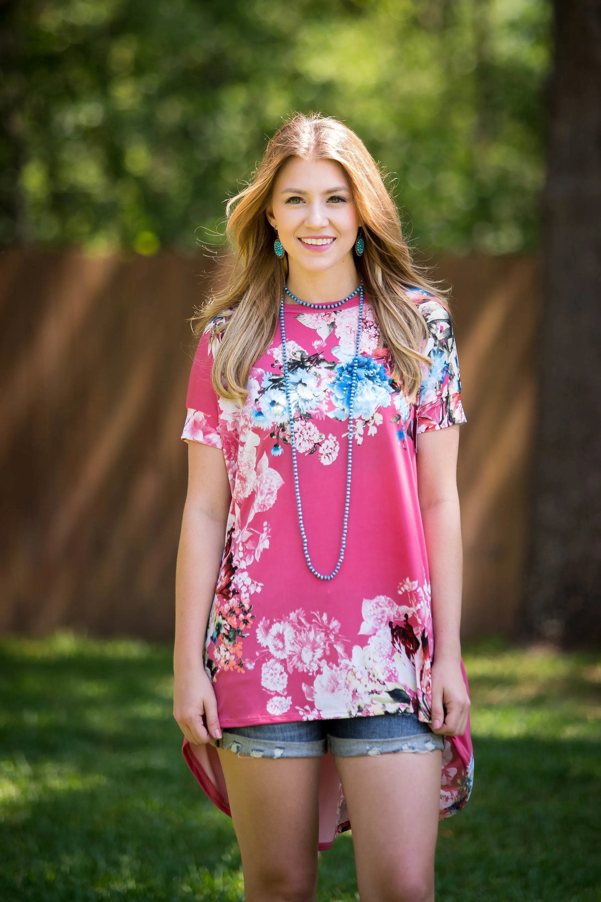 Last Chance Size Small & Medium | Something You Never Had Floral High-Low Tunic in Pink