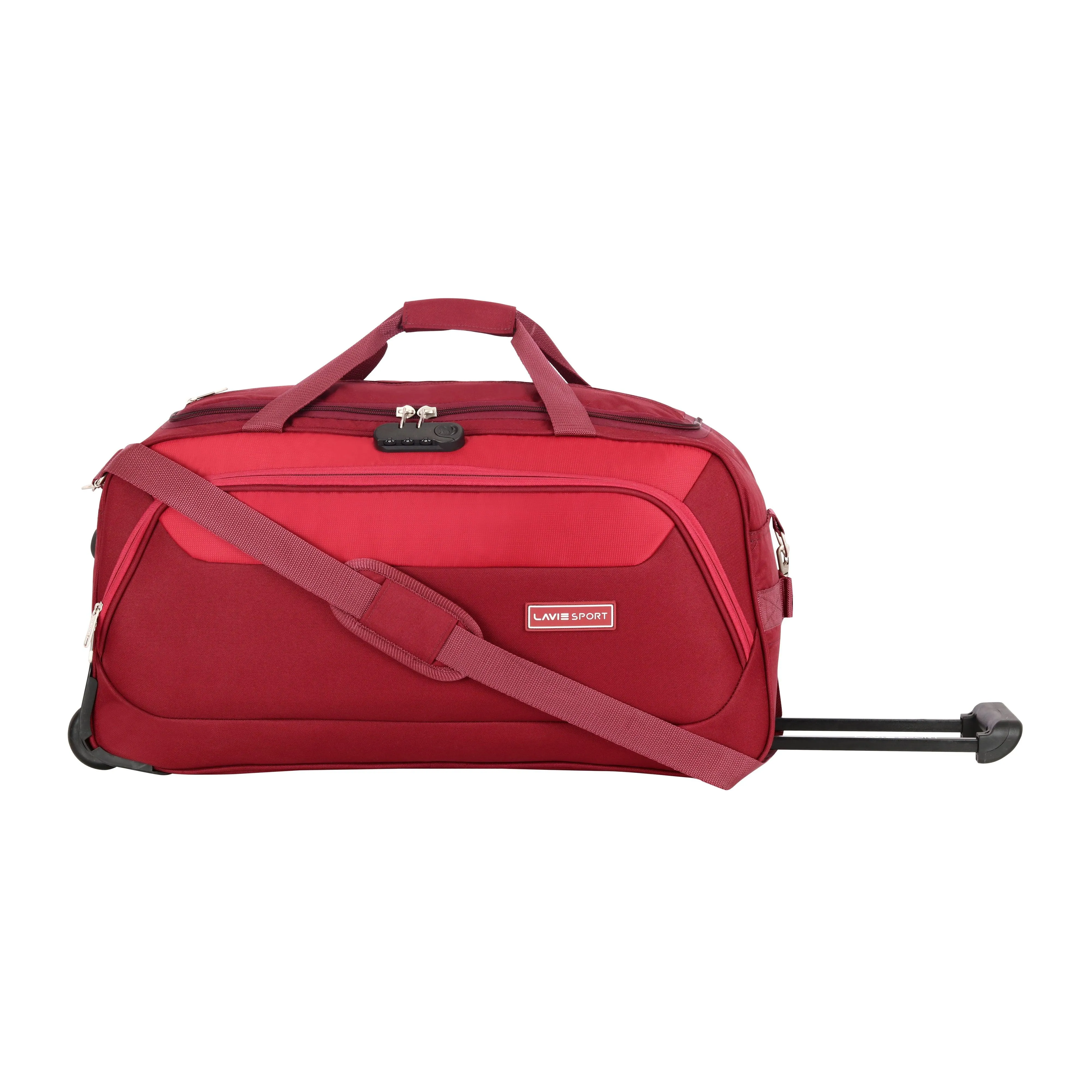 Lavie Sport 65 cms Anti-theft Voyage Wheel Duffle Bag | Trolley Bag Maroon