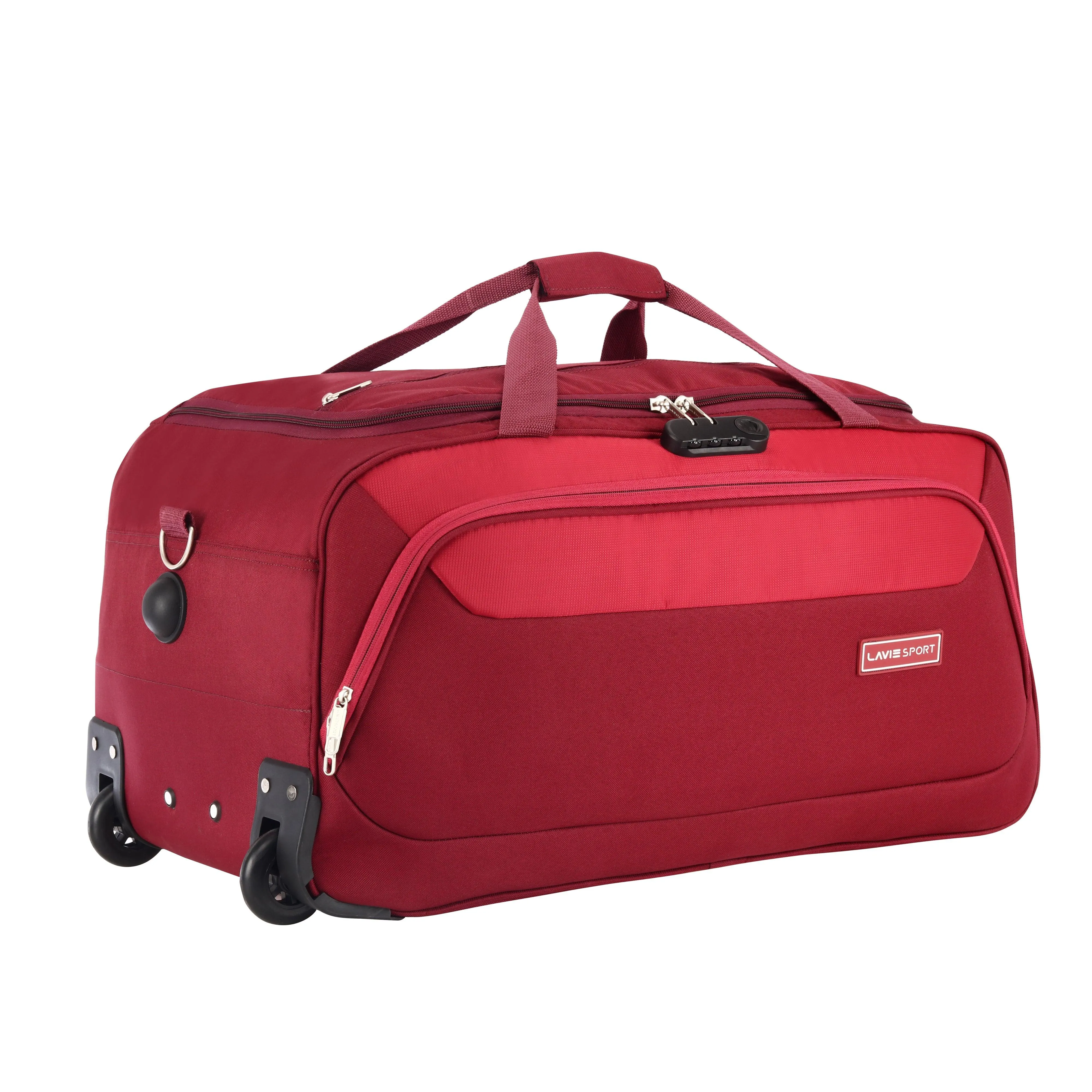 Lavie Sport 65 cms Anti-theft Voyage Wheel Duffle Bag | Trolley Bag Maroon