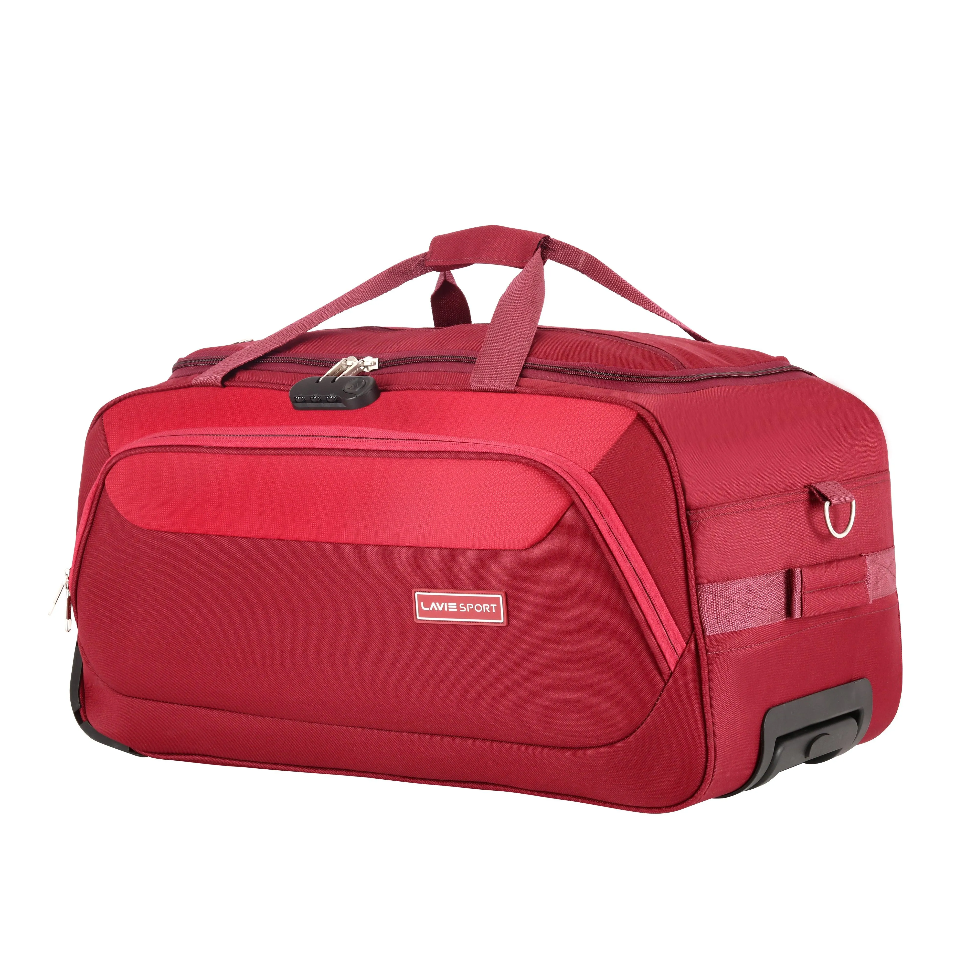 Lavie Sport 65 cms Anti-theft Voyage Wheel Duffle Bag | Trolley Bag Maroon