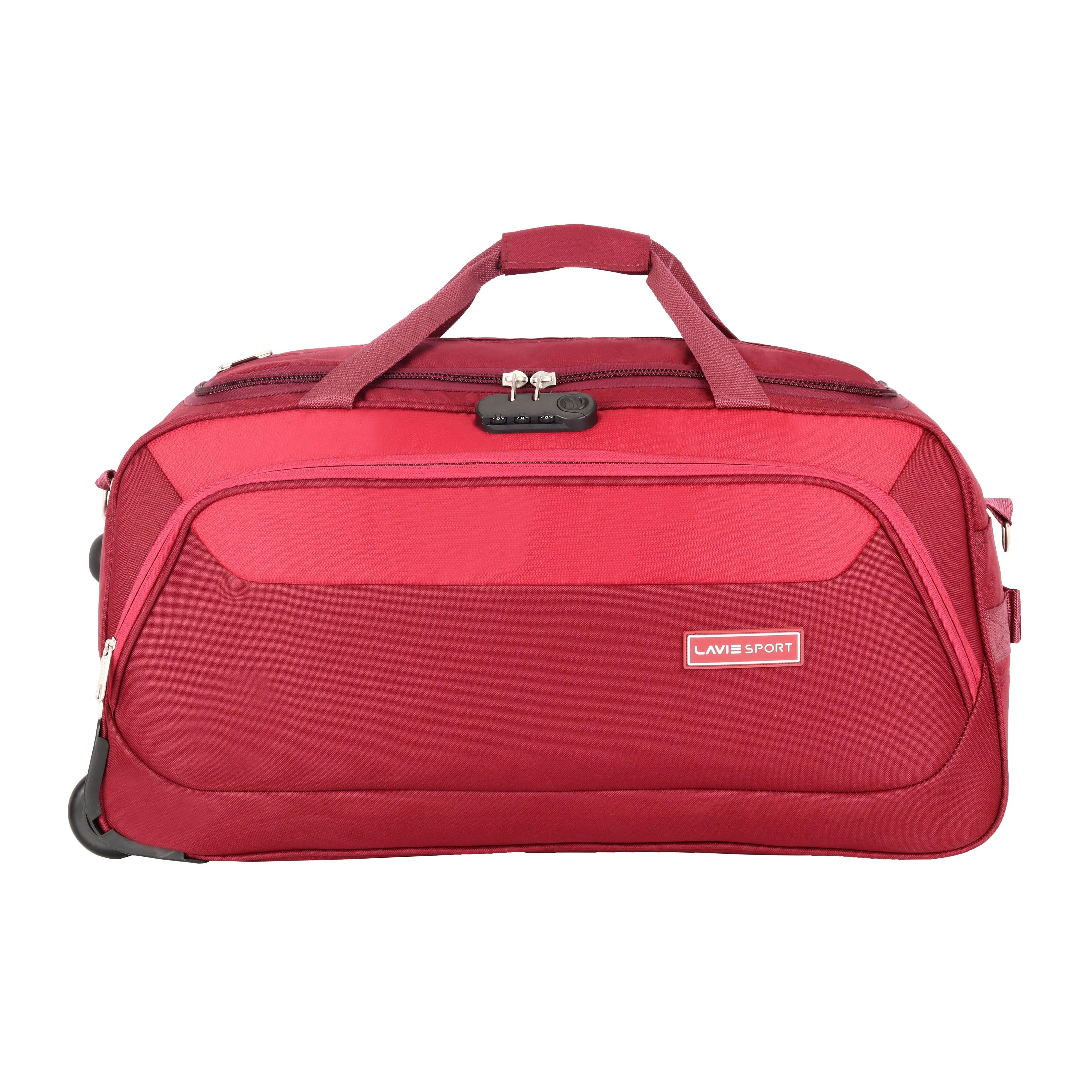 Lavie Sport 65 cms Anti-theft Voyage Wheel Duffle Bag | Trolley Bag Maroon