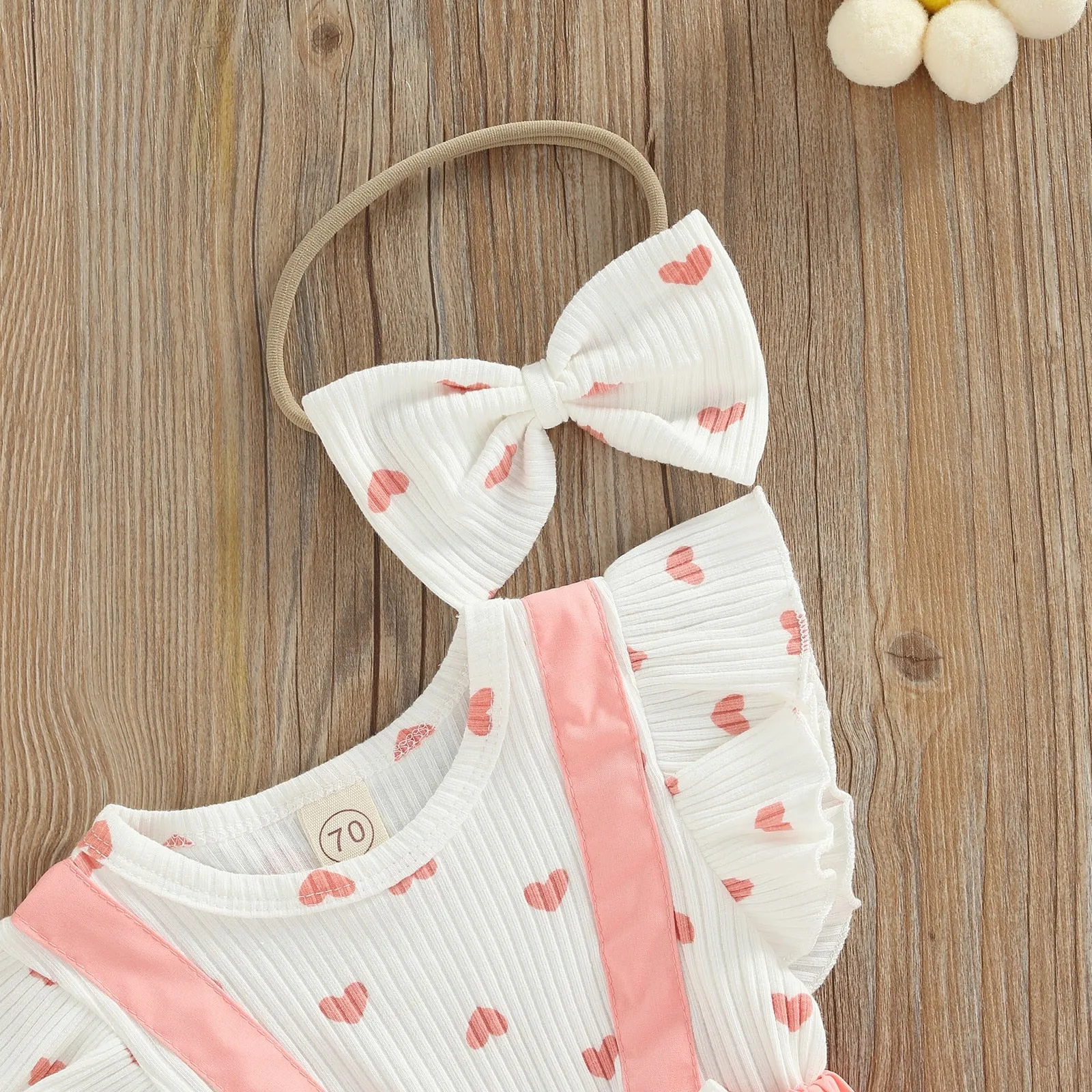 Layette - Pink Heart Pattern Romper Set