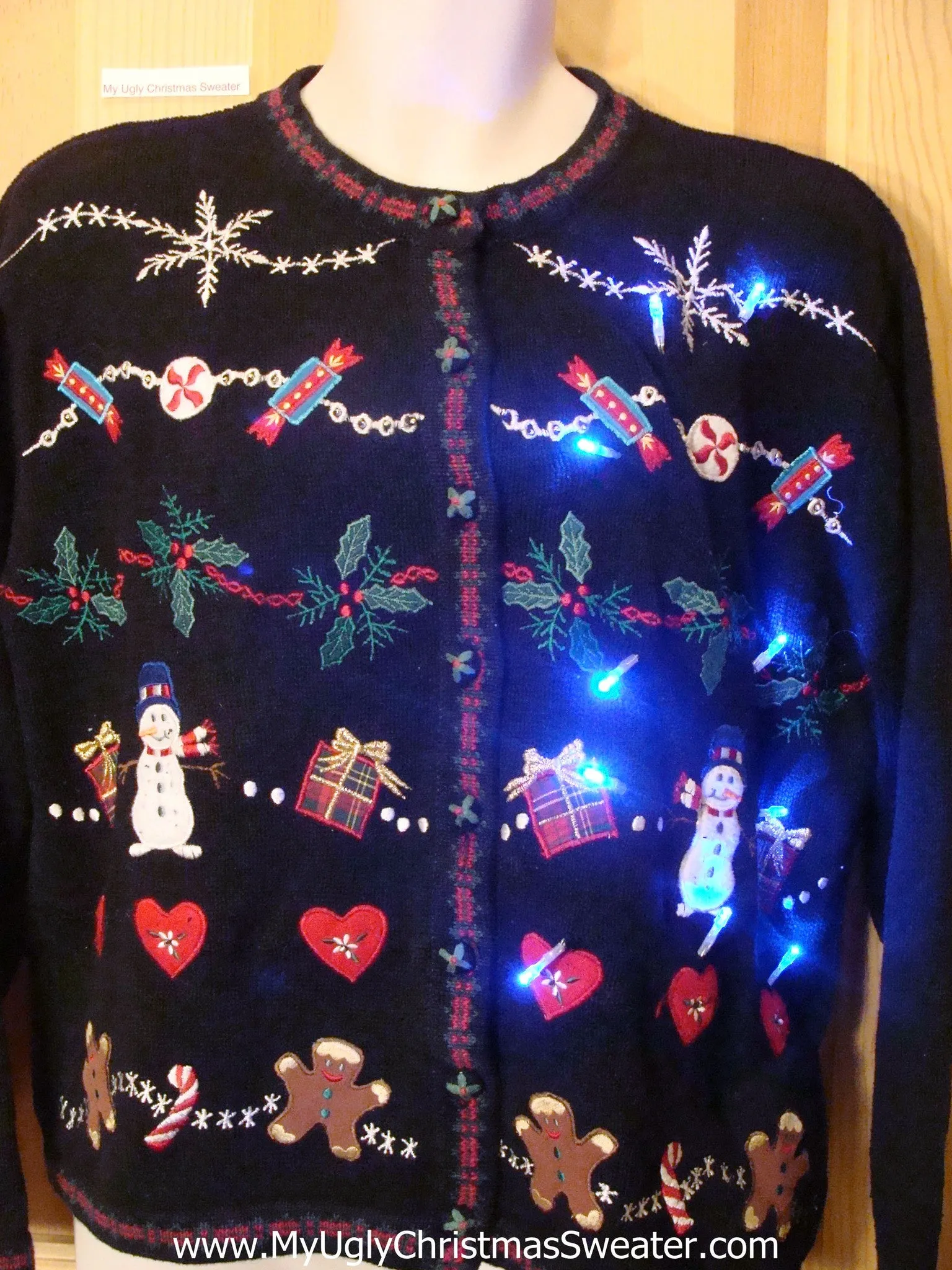 Light Up Christmas Sweater Gingerbread Men, Ivy