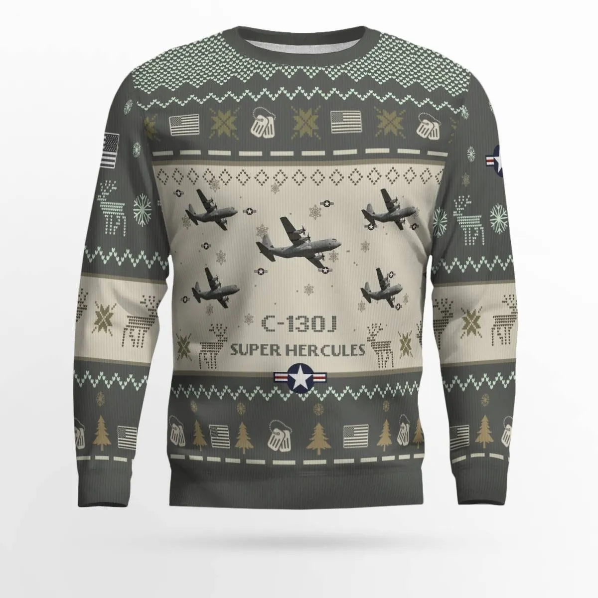 Lockheed Martin C-130J Super Hercules C130J_Aircraft Ugly Sweater, Ugly Sweater Christmas Shirt for Men Dad Veteran