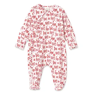 Long Sleeve Footed Zipper Romper-Ho Ho Ho